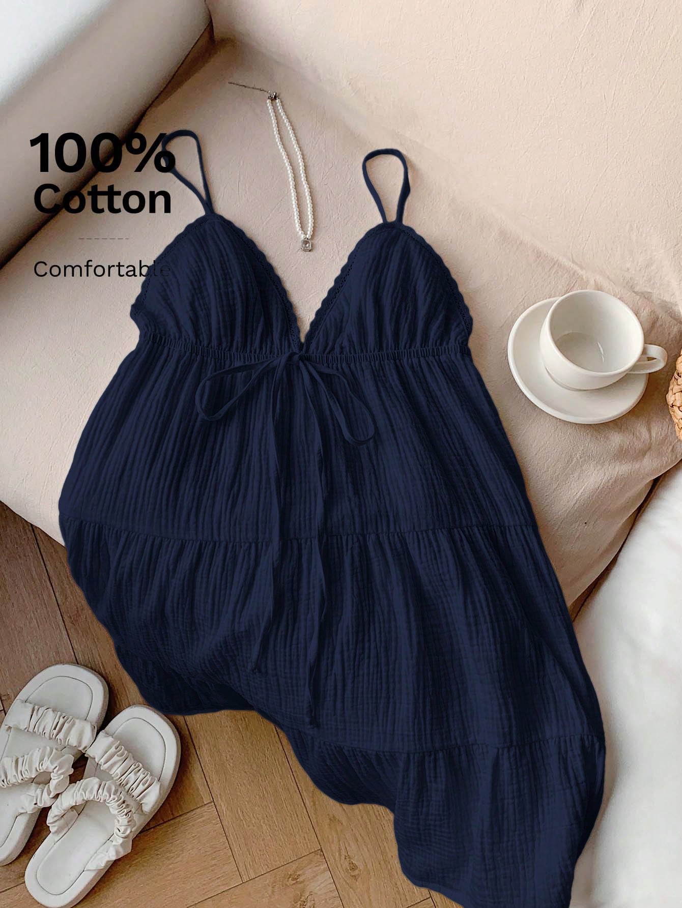 Comfortcana Navy Blue Casual Mini Dress For Women, Summer