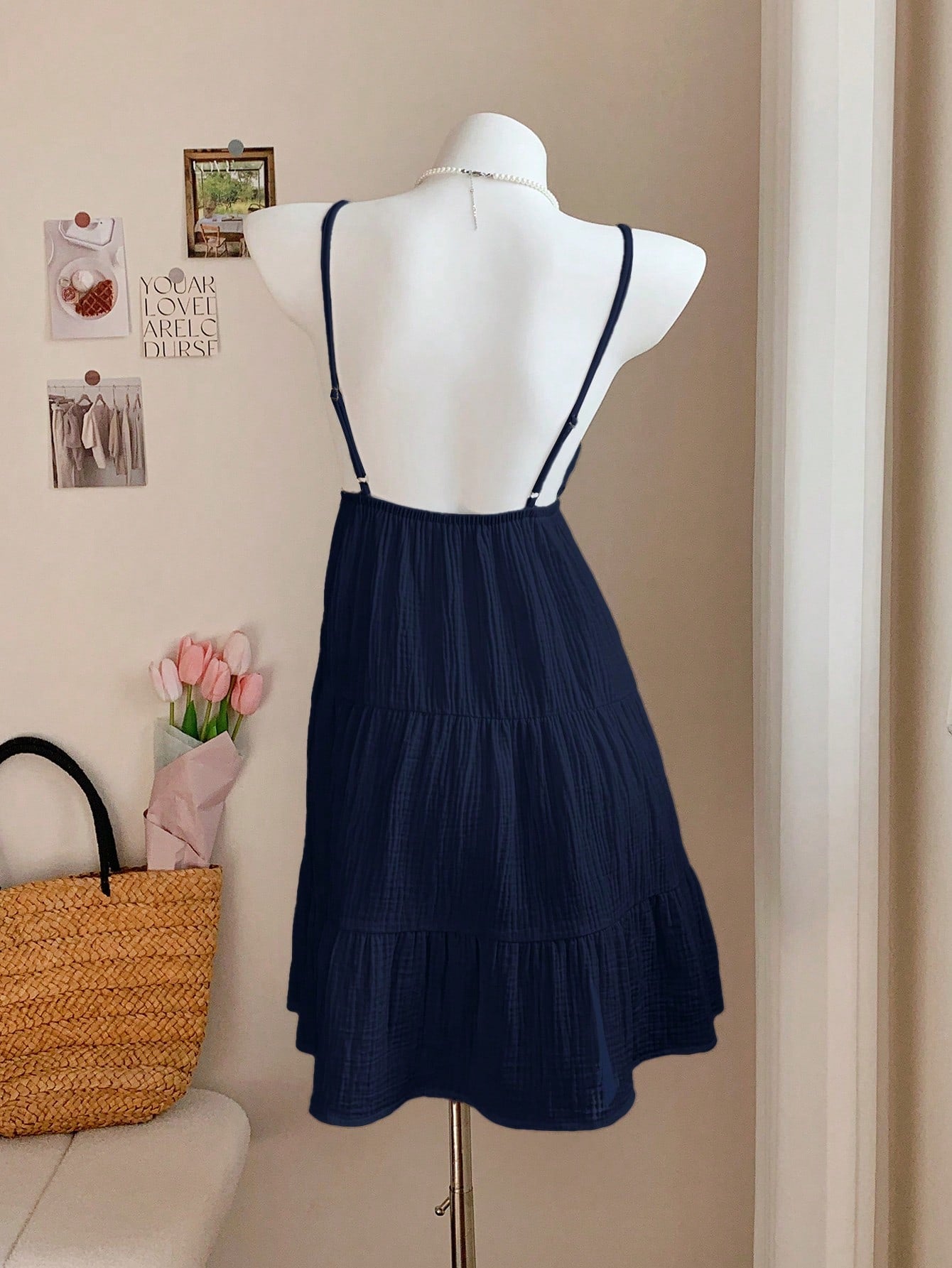 Comfortcana Navy Blue Casual Mini Dress For Women, Summer