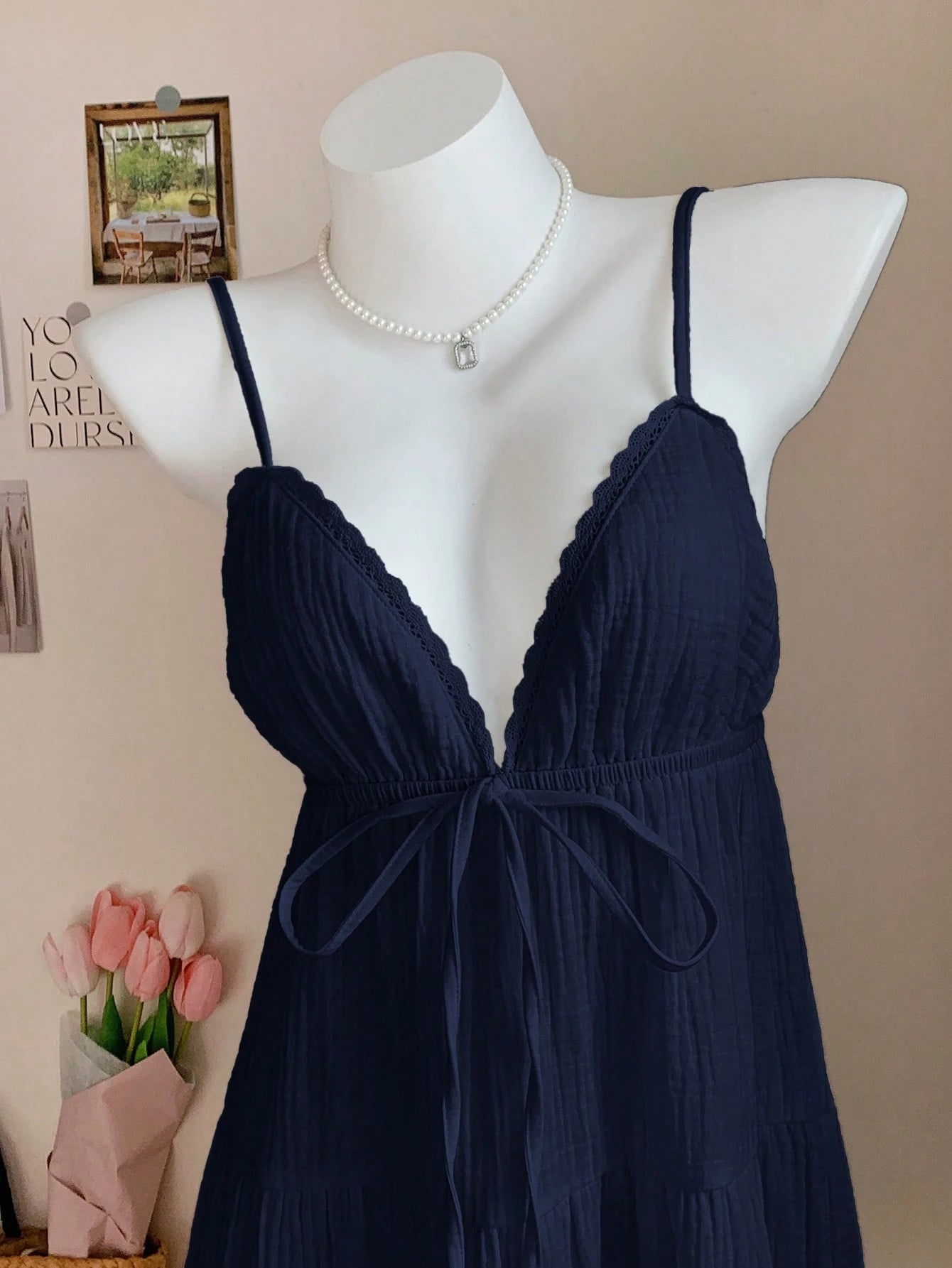 Comfortcana Navy Blue Casual Mini Dress For Women, Summer