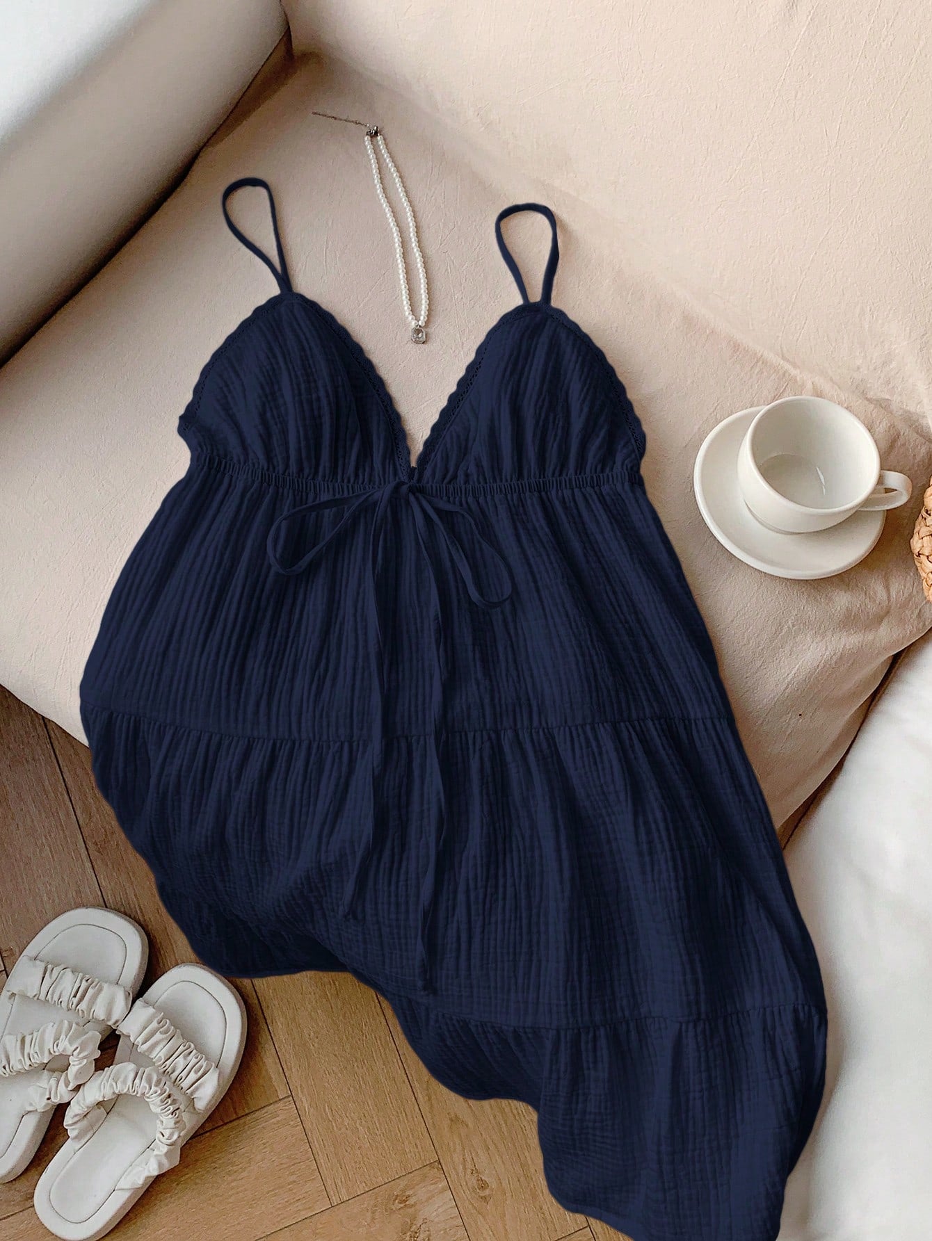 Comfortcana Navy Blue Casual Mini Dress For Women, Summer