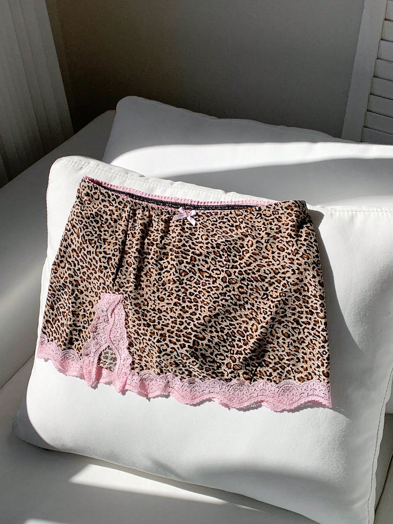 Comfortcana Women's Autumn Fashionable Leopard Print Contrast Lace Skirt Woman Skirts Women Skort Night Light Beige Sexy