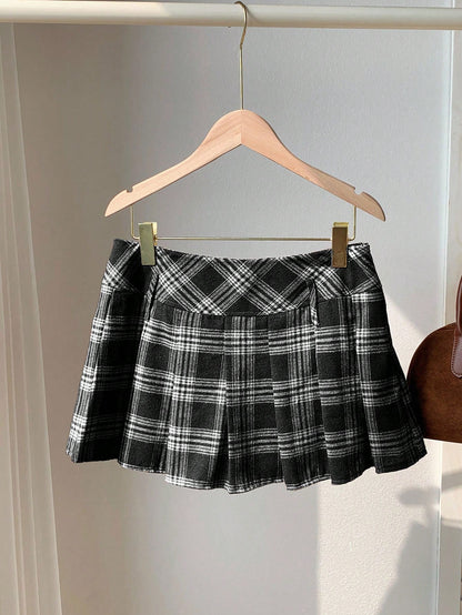 Comfortcana Women's Plaid Pleated Versatile Elegant A-Line Skirt