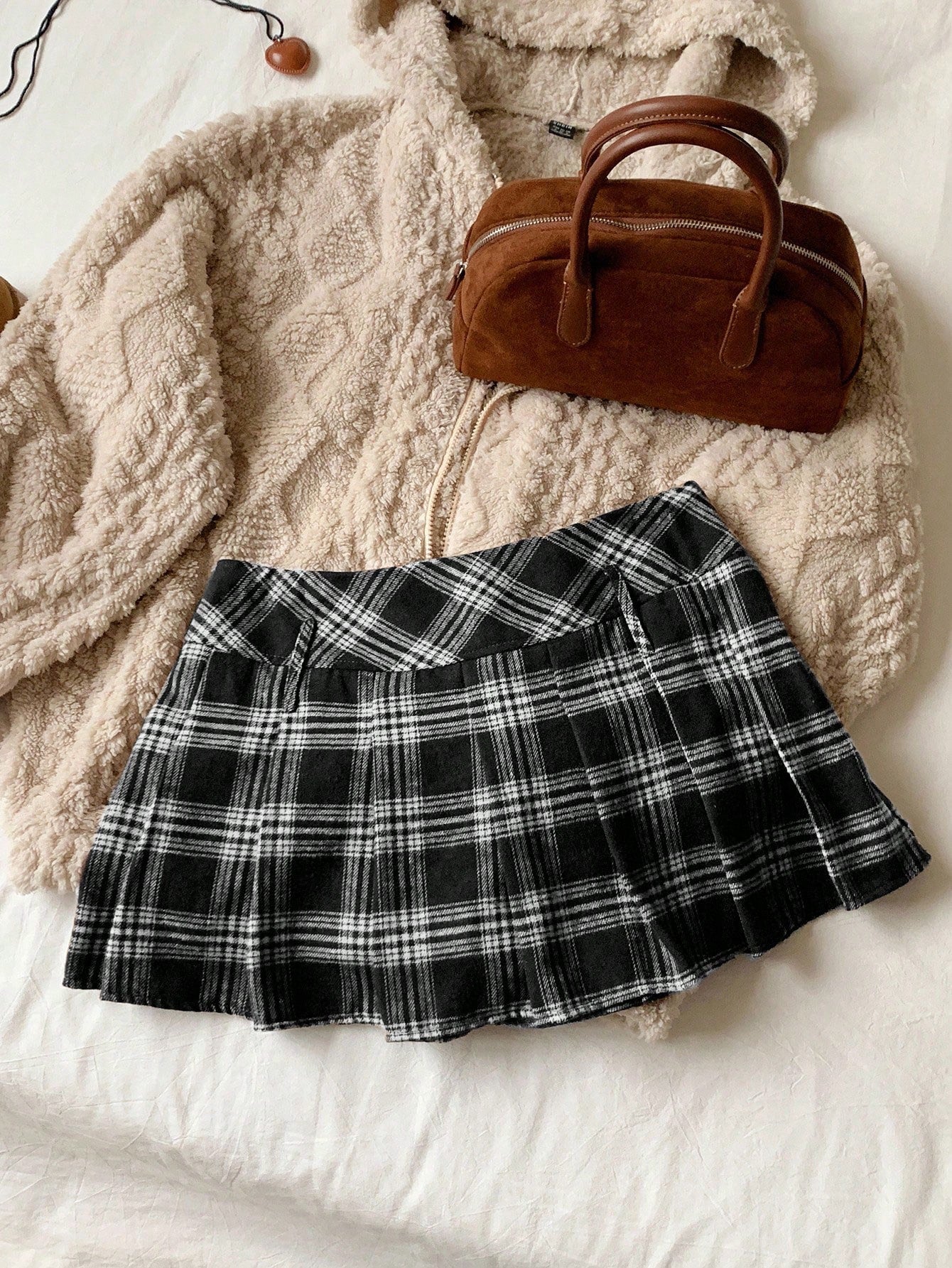 Comfortcana Women's Plaid Pleated Versatile Elegant A-Line Skirt