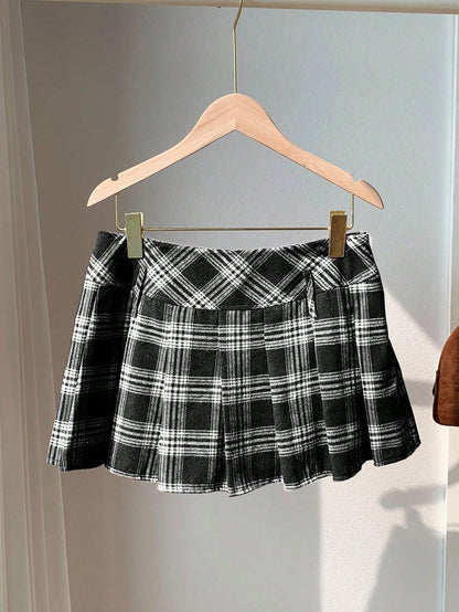 Comfortcana Women's Plaid Pleated Versatile Elegant A-Line Skirt