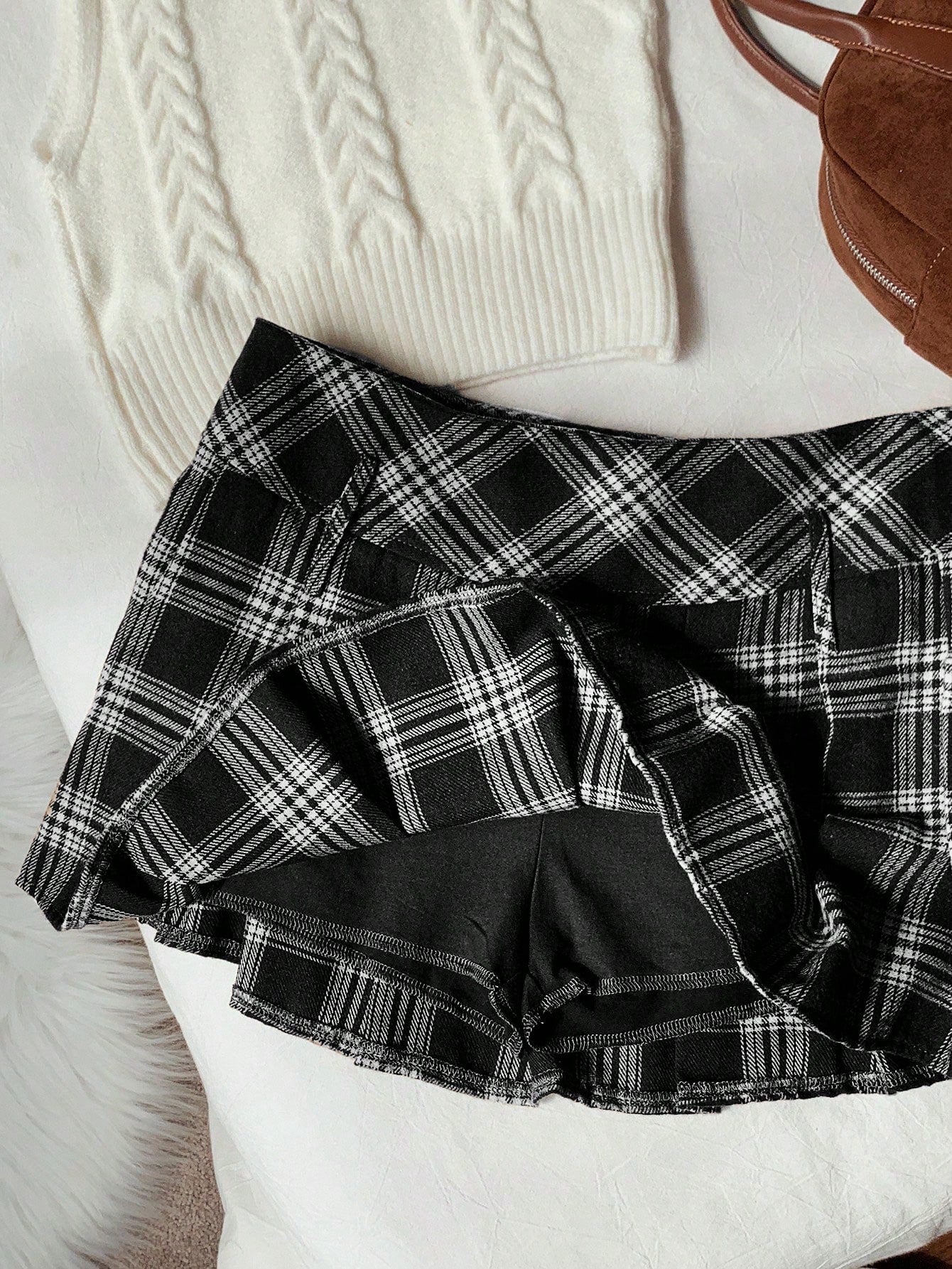 Comfortcana Women's Plaid Pleated Versatile Elegant A-Line Skirt