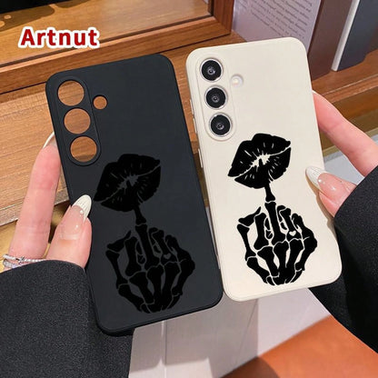 Compatible With Galaxy S24 Plus S25 S23 S22 Ultra S22+ Case Skeleton Kiss Gesture All Coverage Lens Protection Ultra Thin Phone Cover For Girl,Suitable For IPhone17 Air