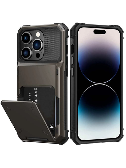 Compatible With IPhone 15 14 13 12 11 Pro Max XR XS Max X 6 7 8 Plus Mini SE Case With Card Holder[Store 5 Cards] Dual Layer Heavy Duty Shockproof Wallet Case, Double Protection Of Scratch Resistant H