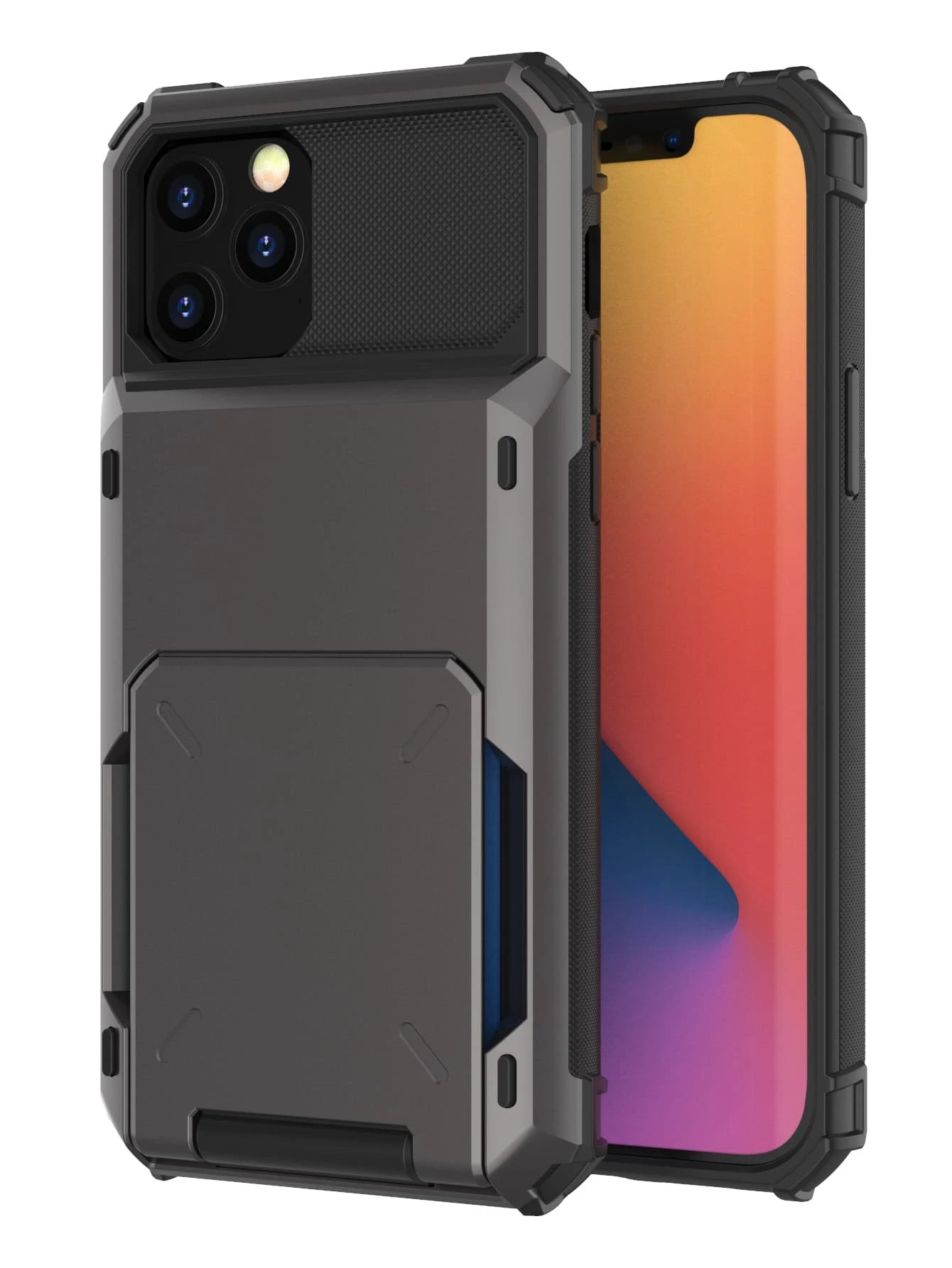 Compatible With IPhone 15 14 13 12 11 Pro Max XR XS Max X 6 7 8 Plus Mini SE Case With Card Holder[Store 5 Cards] Dual Layer Heavy Duty Shockproof Wallet Case, Double Protection Of Scratch Resistant H
