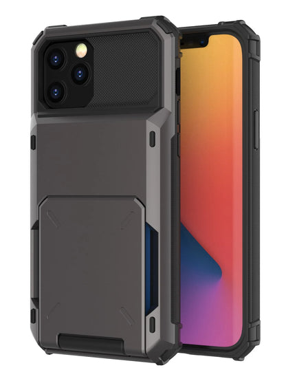 Compatible With IPhone 15 14 13 12 11 Pro Max XR XS Max X 6 7 8 Plus Mini SE Case With Card Holder[Store 5 Cards] Dual Layer Heavy Duty Shockproof Wallet Case, Double Protection Of Scratch Resistant H