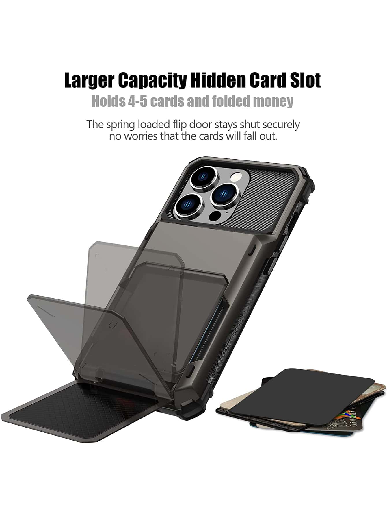 Compatible With IPhone 15 14 13 12 11 Pro Max XR XS Max X 6 7 8 Plus Mini SE Case With Card Holder[Store 5 Cards] Dual Layer Heavy Duty Shockproof Wallet Case, Double Protection Of Scratch Resistant H