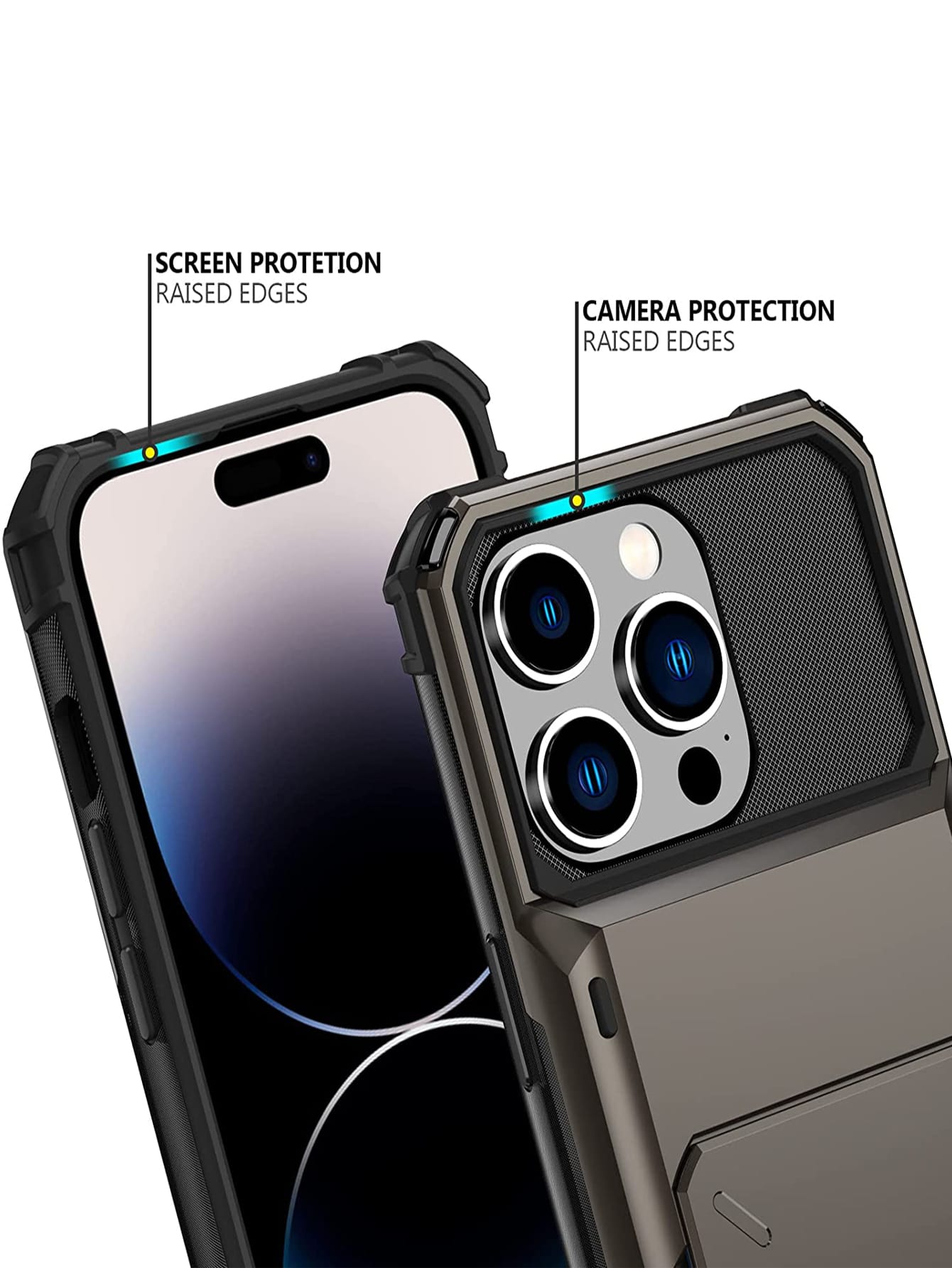 Compatible With IPhone 15 14 13 12 11 Pro Max XR XS Max X 6 7 8 Plus Mini SE Case With Card Holder[Store 5 Cards] Dual Layer Heavy Duty Shockproof Wallet Case, Double Protection Of Scratch Resistant H
