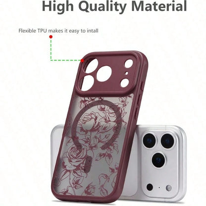 Compatible With The 17 Pro Max, 17 Pro, 17 Air, And 17 16, 15, 14, And 13 Pro Max Series, This Brand-New, Elegant Floral Wireless Charging Phone Case Offers Exquisite, High-End Protection And Is A