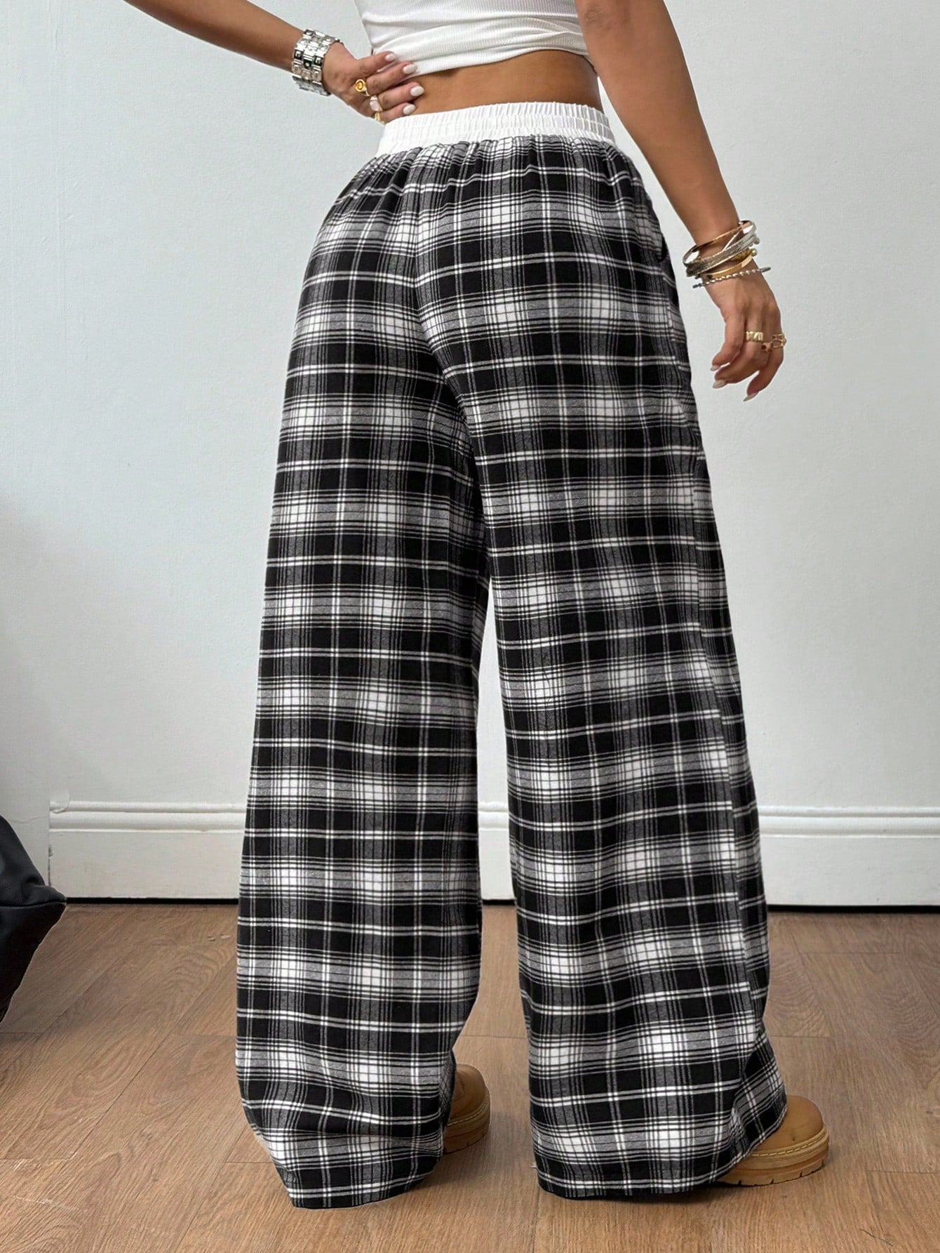 Coolane Women's All-Season Basic Casual Street Style Colorblock Low Waist Loose Wide Leg Pants, Autumn Women's Clothing