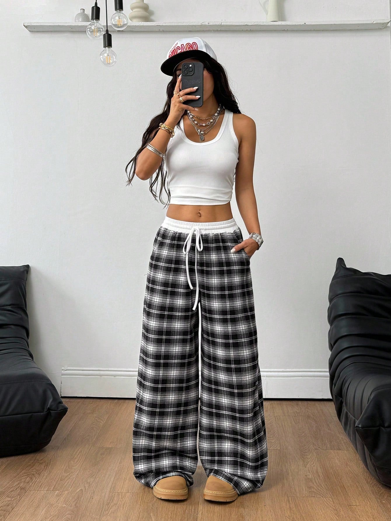 Coolane Women's All-Season Basic Casual Street Style Colorblock Low Waist Loose Wide Leg Pants, Autumn Women's Clothing