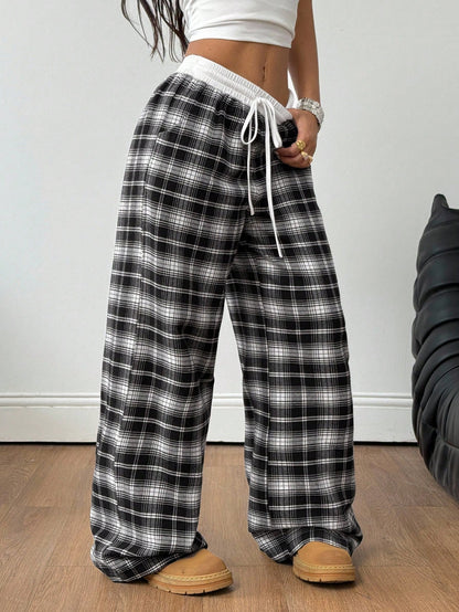 Coolane Women's All-Season Basic Casual Street Style Colorblock Low Waist Loose Wide Leg Pants, Autumn Women's Clothing
