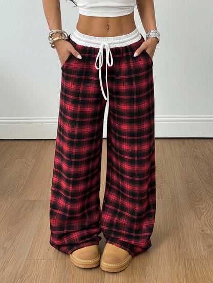 Coolane Women's All-Season Basic Casual Street Style Colorblock Low Waist Loose Wide Leg Pants, Autumn Women's Clothing