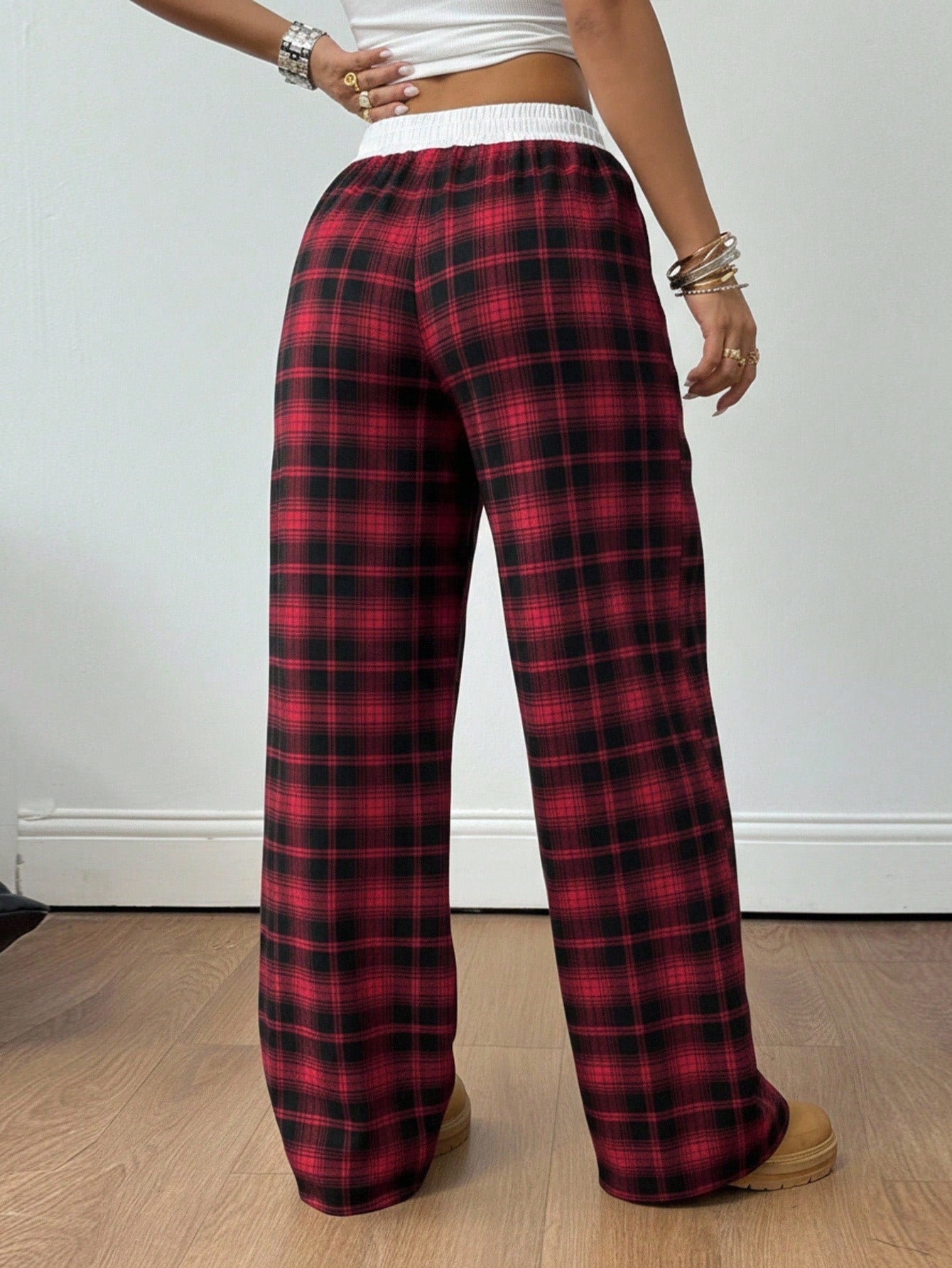 Coolane Women's All-Season Basic Casual Street Style Colorblock Low Waist Loose Wide Leg Pants, Autumn Women's Clothing