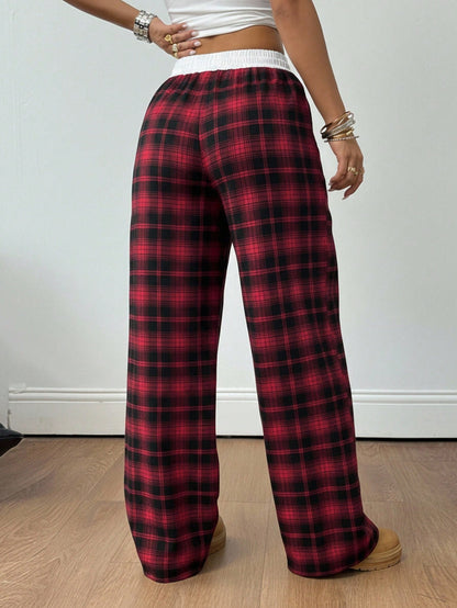 Coolane Women's All-Season Basic Casual Street Style Colorblock Low Waist Loose Wide Leg Pants, Autumn Women's Clothing