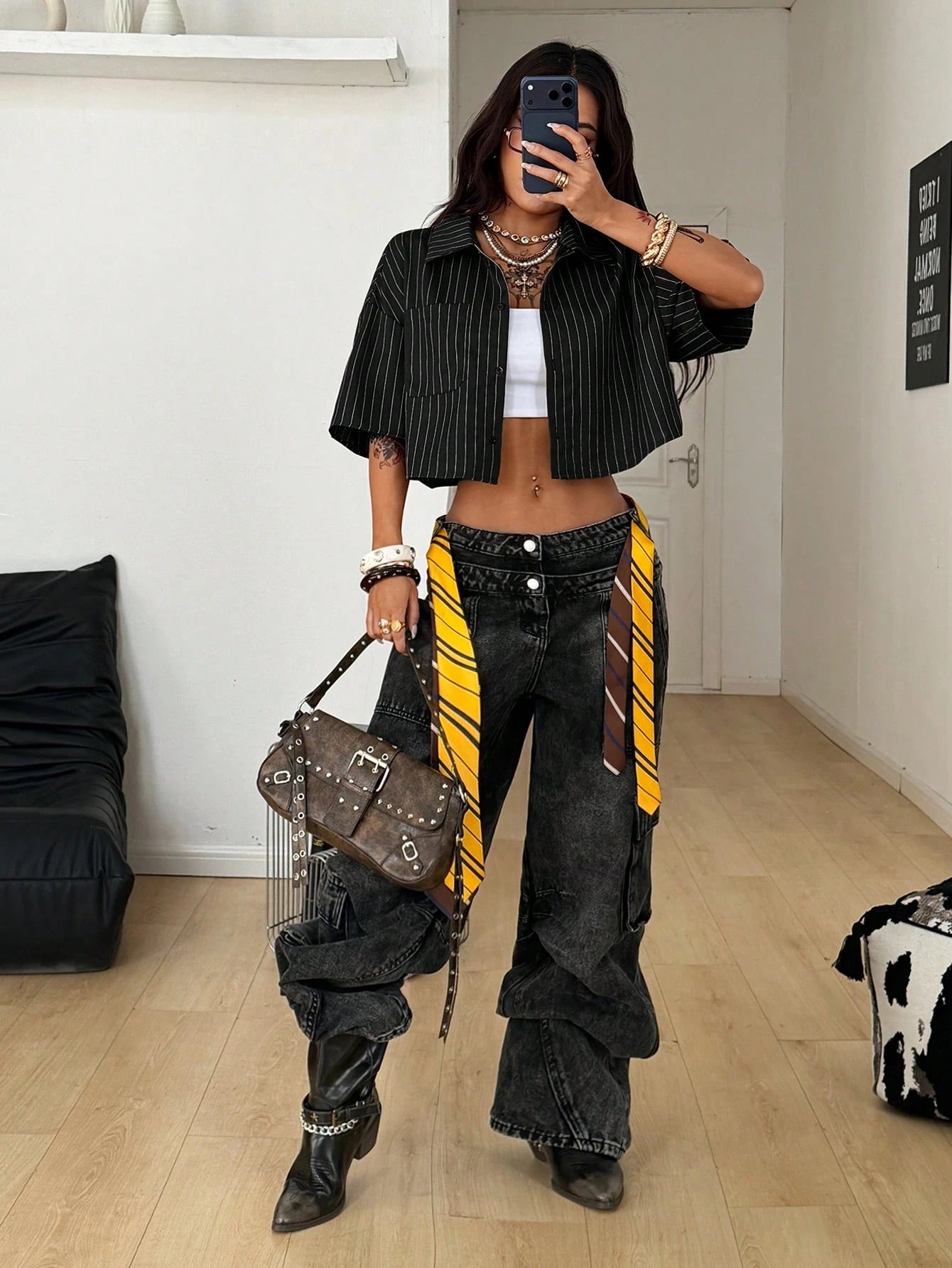 Coolane Women's Spring/Summer Vintage Preppy Streetwear Casual Homecoming Basic Daily Wear Crop Plaid Loose Tops Black Shirt Blazer Set For Women,Summer Top