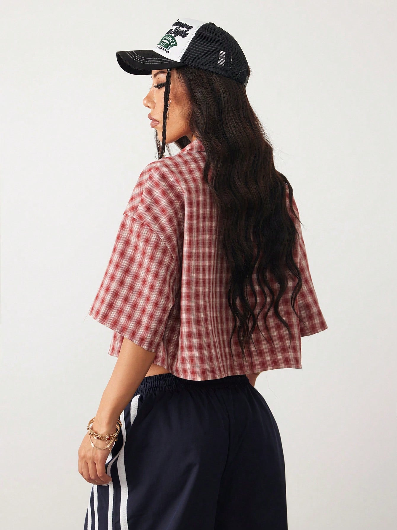 Coolane Women's Spring/Summer Vintage Preppy Streetwear Casual Homecoming Basic Daily Wear Crop Plaid Loose Tops Black Shirt Blazer Set For Women,Summer Top