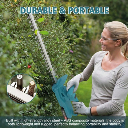 Cordless 24V Electric Hedge Trimmer (20-Inch), 1000W 3000 RPM Motor With 2 Batteries & Charger, Splash Water Baffle & Rotating Handle For Shrubs, Perfect For Yard & Garden Trimming(Blue/Green/Red)