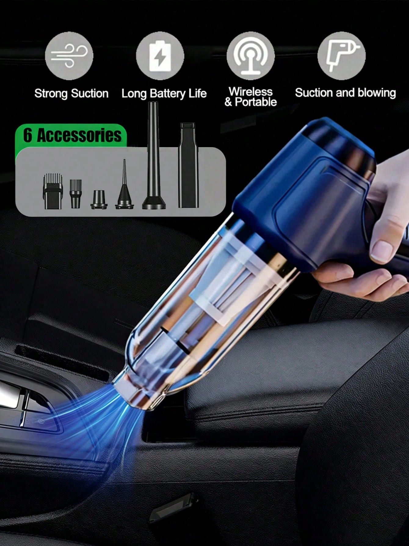 Cordless Handheld Vacuum Cleaner – Mini Wireless Multi-Functional Cleaning Machine With 7 Accessories, 2400mAh Lithium Battery, Lightweight Portable For Home Car Office Camping, Ideal Gift For Men Wom