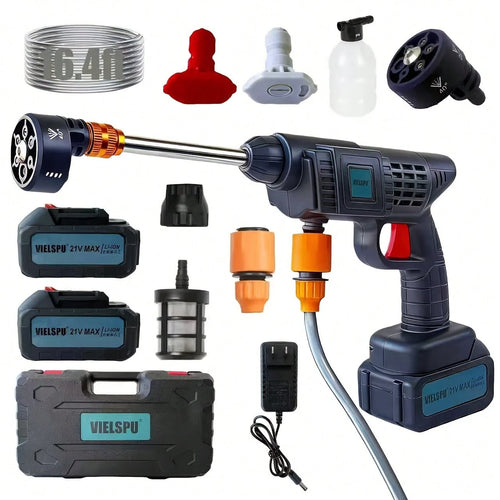 Cordless Pressure Washer Battery Powered,Portable Power Washer With 2pcs 4.5Ah 21V Battery&Charger & 6-In-1 Nozzle,2 Power Level & On/Off Button,Handheld Pressure Washer For Car,Home,Garden Patio Cord