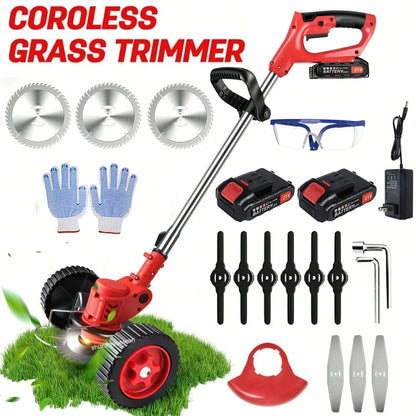 Cordless String Trimmer, Edger Whacker Grass Eater Lawn Cutter W/2* Battery, Garden Tools (21V)