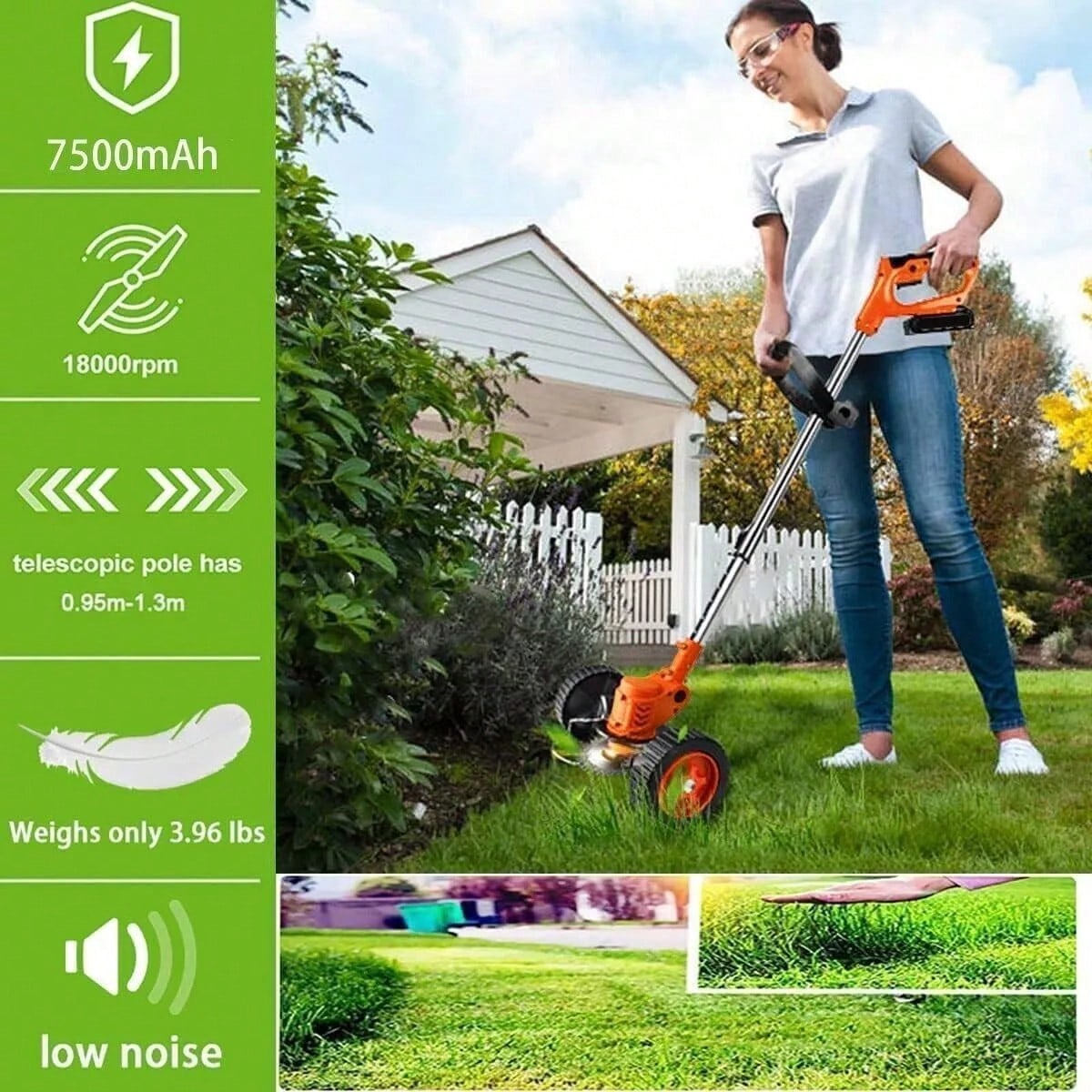 Cordless String Trimmer, Edger Whacker Grass Eater Lawn Cutter W/2* Battery, Garden Tools (21V)