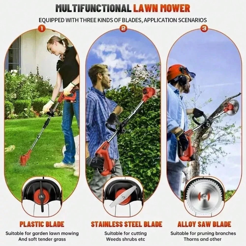 Cordless String Trimmer, Edger Whacker Grass Eater Lawn Cutter W/2* Battery, Garden Tools (21V)