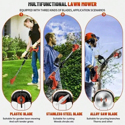 Cordless String Trimmer, Edger Whacker Grass Eater Lawn Cutter W/2* Battery, Garden Tools (21V)
