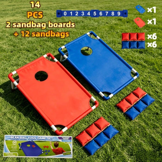 Corn Bag Game Set- Includes 2 Game Boards + 12 Bean Bags + A Colorful Gift Box. Suitable For Indoor And Outdoor Use, Ideal For Children And Adults, Perfect For Camping Trips, Parties, And Beach Or Ya