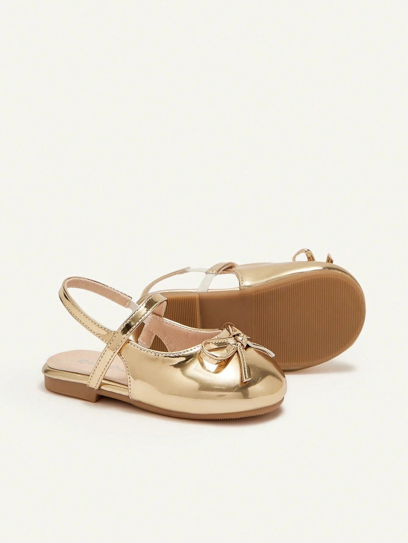 Cozy Pixies 1 Pair Fashionable Versatile Casual Gold Party Cute Bow Decor Mule Flats, Princess Style Flat Shoes