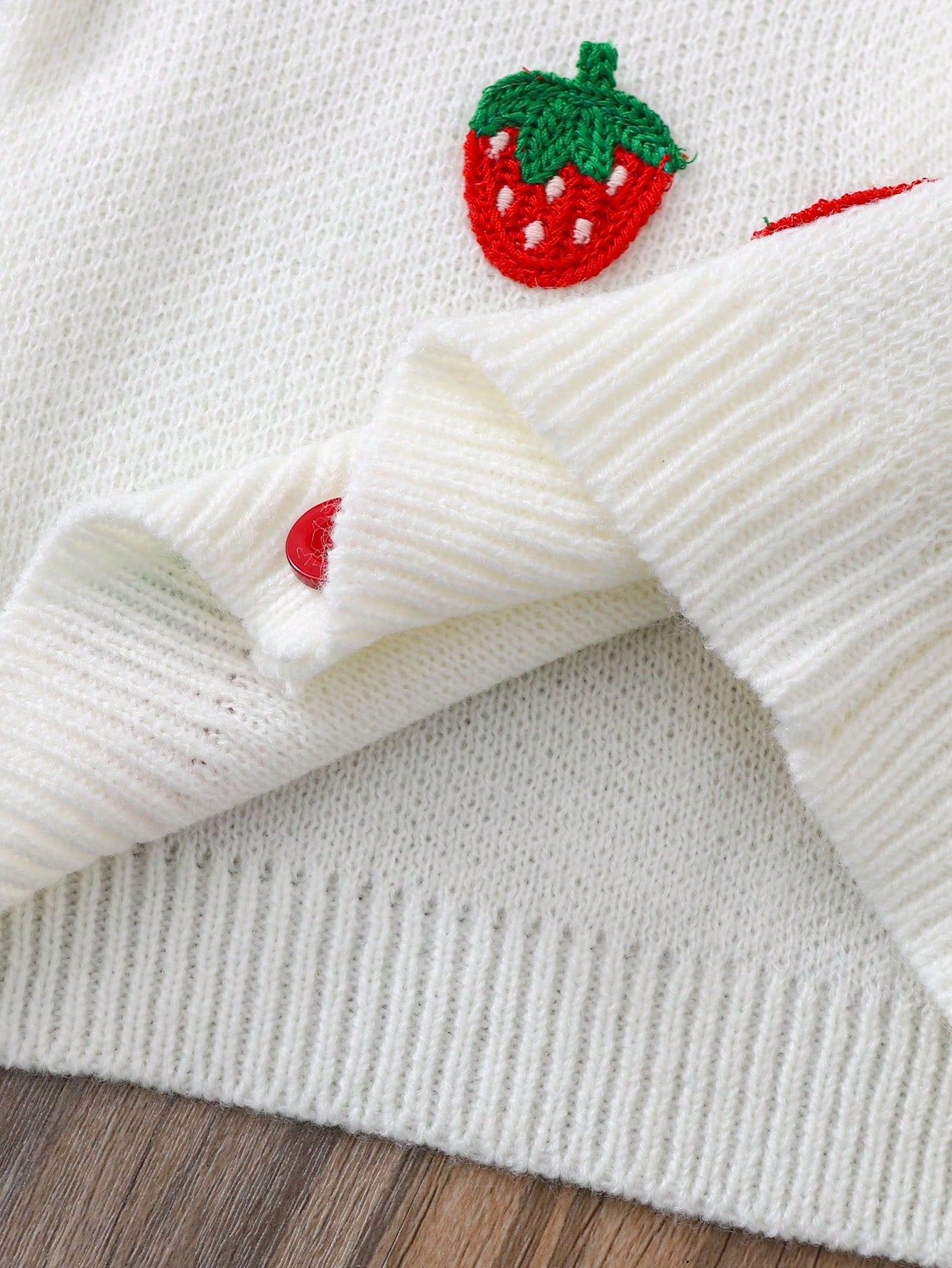 Cozy Pixies Baby Girls Sweater Co-Ords Knitted Strawberry Cardigan Red Fabric Button Matching Red Skirt Cute & Playful Suitable For Autumn/Winter Baby Girl Dopamine Style