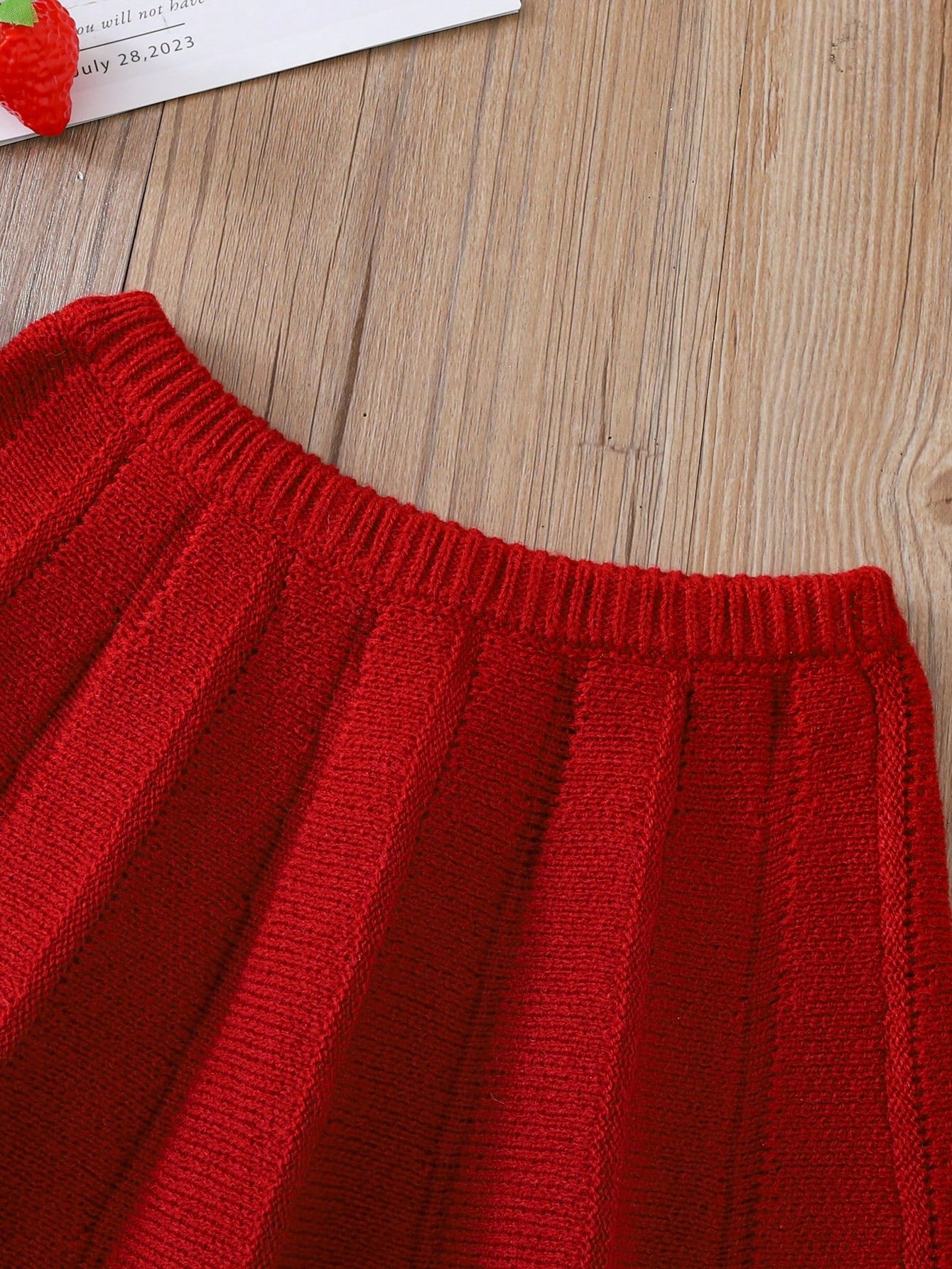 Cozy Pixies Baby Girls Sweater Co-Ords Knitted Strawberry Cardigan Red Fabric Button Matching Red Skirt Cute & Playful Suitable For Autumn/Winter Baby Girl Dopamine Style