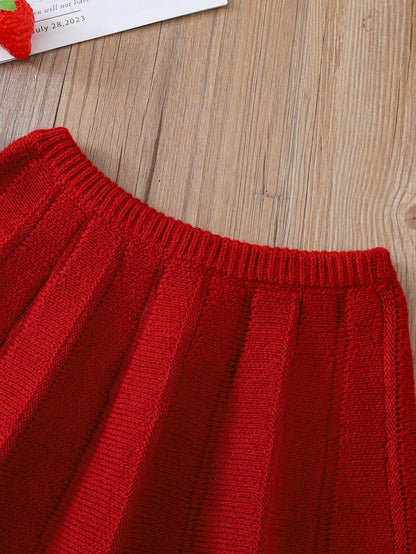 Cozy Pixies Baby Girls Sweater Co-Ords Knitted Strawberry Cardigan Red Fabric Button Matching Red Skirt Cute & Playful Suitable For Autumn/Winter Baby Girl Dopamine Style