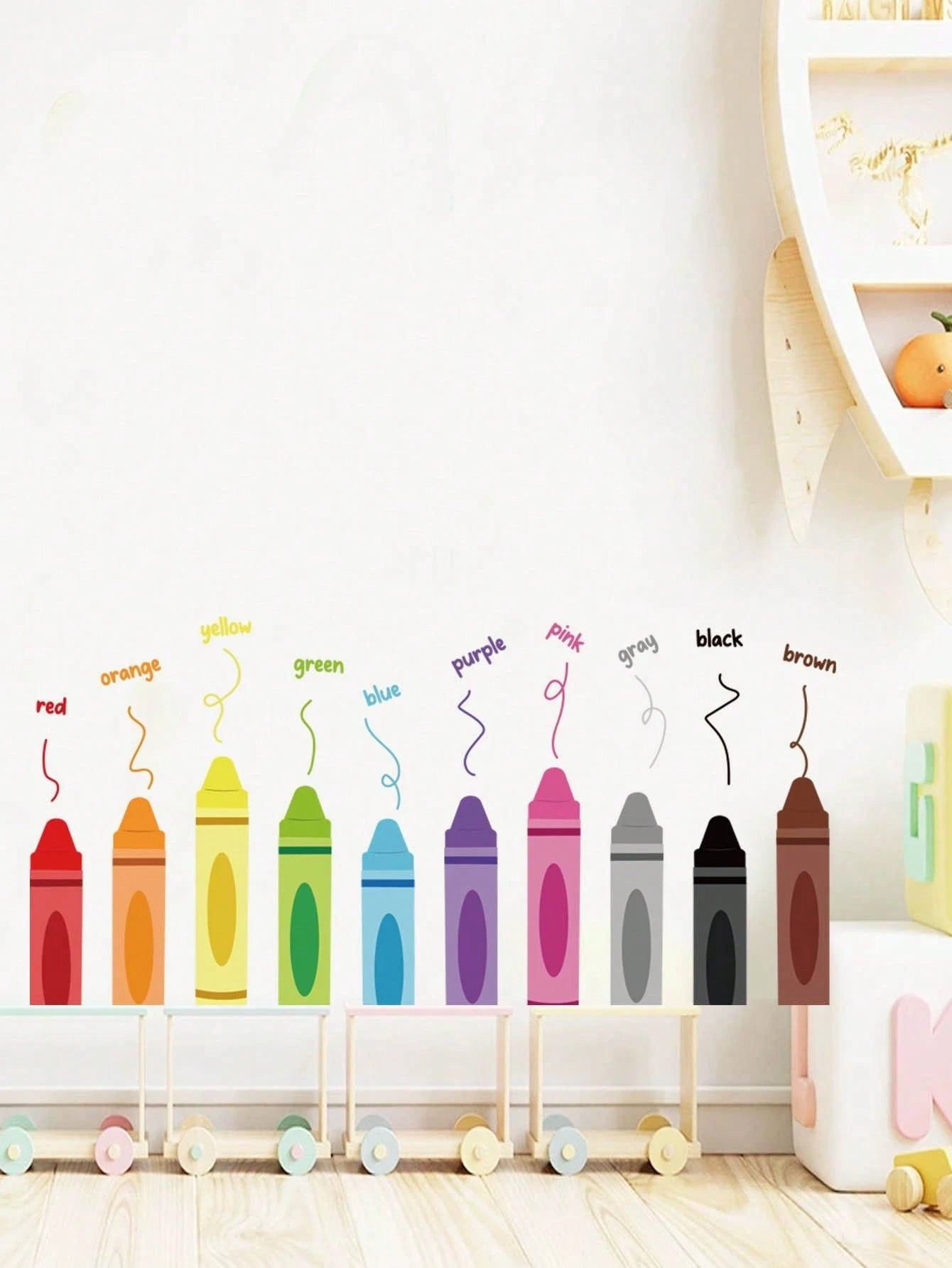 Crayon Spanish Positive Quote Number Train Wall Stickers, Home Wall Art Decor, Baby Nursery Bedroom Accessories, Cute Toddler Boys Girls Room Decor