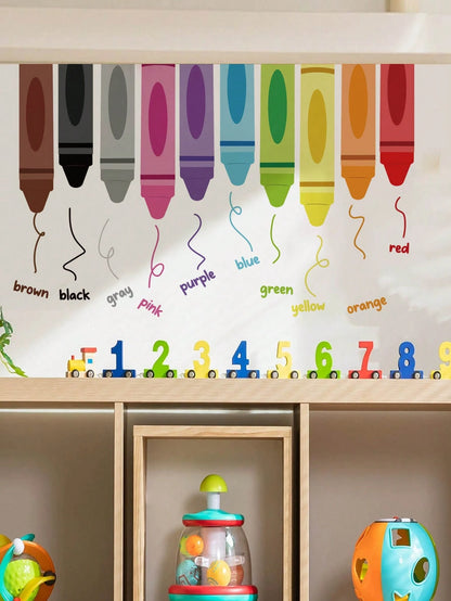 Crayon Spanish Positive Quote Number Train Wall Stickers, Home Wall Art Decor, Baby Nursery Bedroom Accessories, Cute Toddler Boys Girls Room Decor