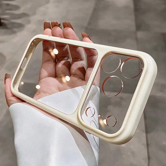 Cream Matte Frame Transparent Phone Case, Compatible With Apple 18 Pro Max, Soft Silicone Frame Transparent Shockproof Protective Case, Compatible With IPhone 17 Pro Max, 16 Pro Max, 15 Pro Max, 14 Pr