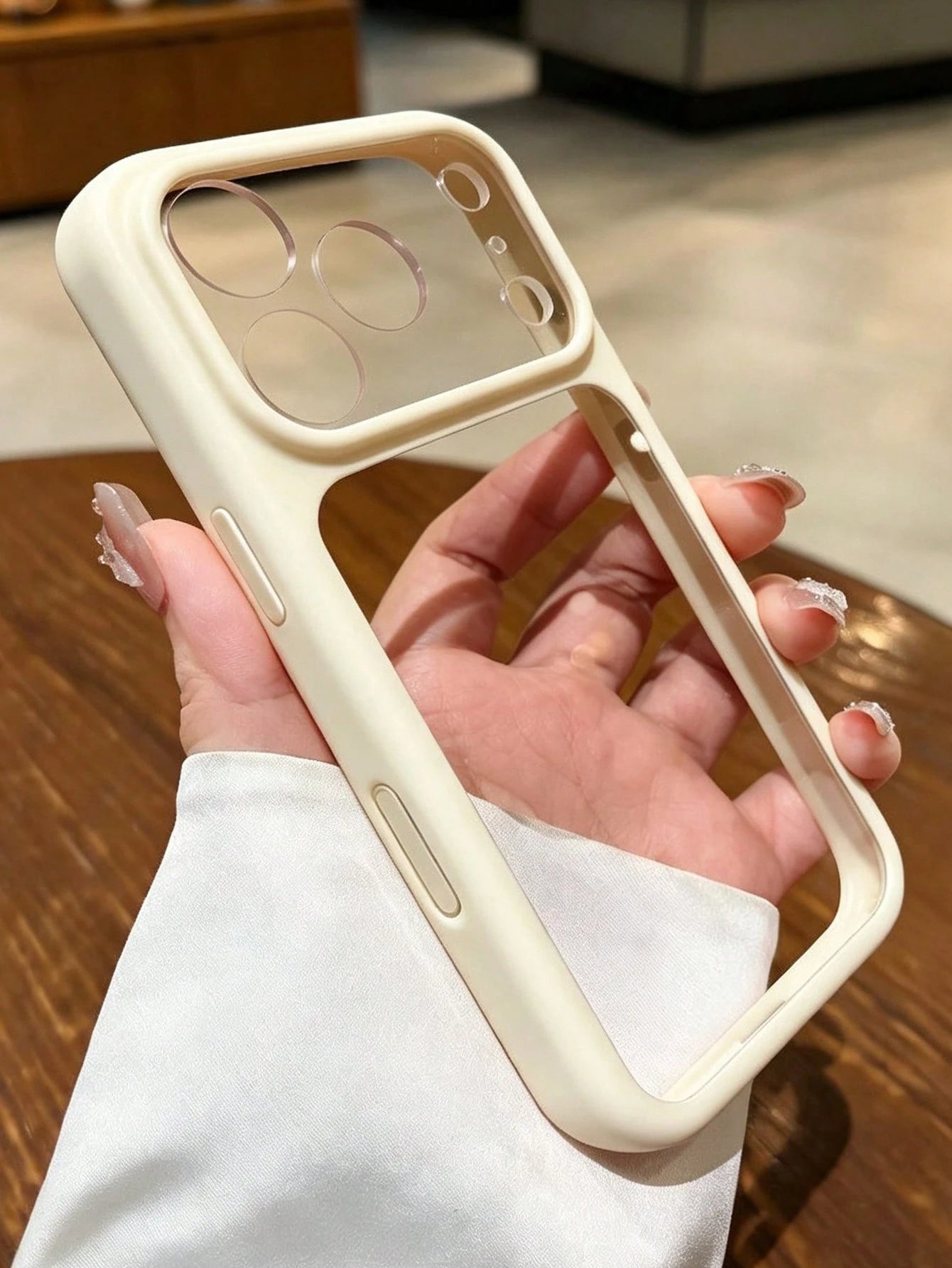 Cream Matte Frame Transparent Phone Case, Compatible With Apple 18 Pro Max, Soft Silicone Frame Transparent Shockproof Protective Case, Compatible With IPhone 17 Pro Max, 16 Pro Max, 15 Pro Max, 14 Pr