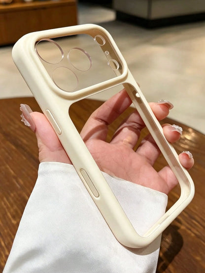 Cream Matte Frame Transparent Phone Case, Compatible With Apple 18 Pro Max, Soft Silicone Frame Transparent Shockproof Protective Case, Compatible With IPhone 17 Pro Max, 16 Pro Max, 15 Pro Max, 14 Pr