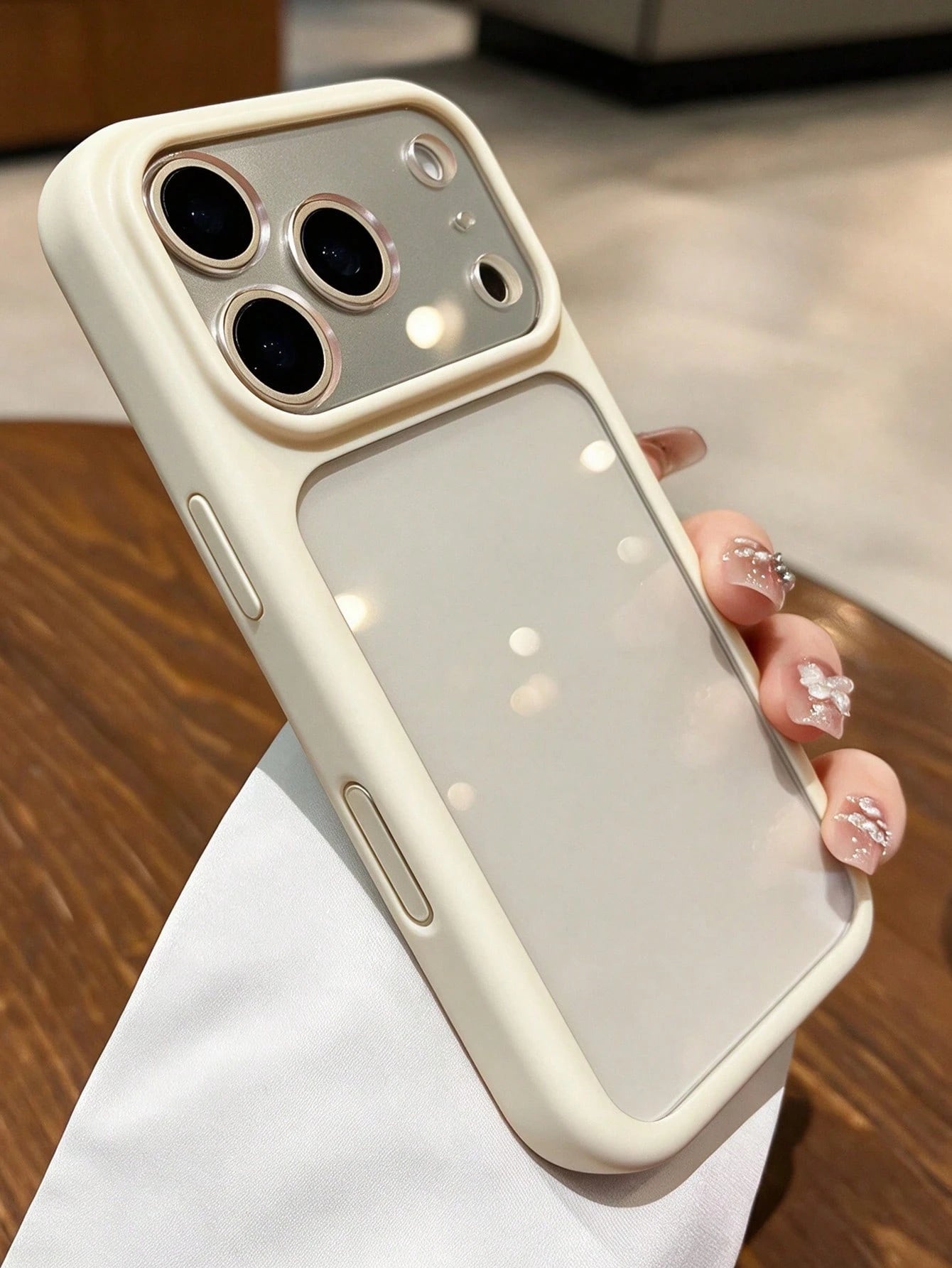 Cream Matte Frame Transparent Phone Case, Compatible With Apple 18 Pro Max, Soft Silicone Frame Transparent Shockproof Protective Case, Compatible With IPhone 17 Pro Max, 16 Pro Max, 15 Pro Max, 14 Pr