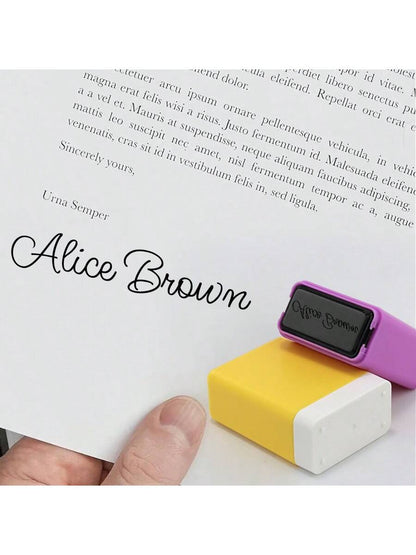 Create Your Own Handwritten Name Stamps: Personalized Signature Stamps With Auto-Press And Built-In Ink For Effortless Stamping On Various Surfaces Back To School Multi-Functional, Ornamental Colorful