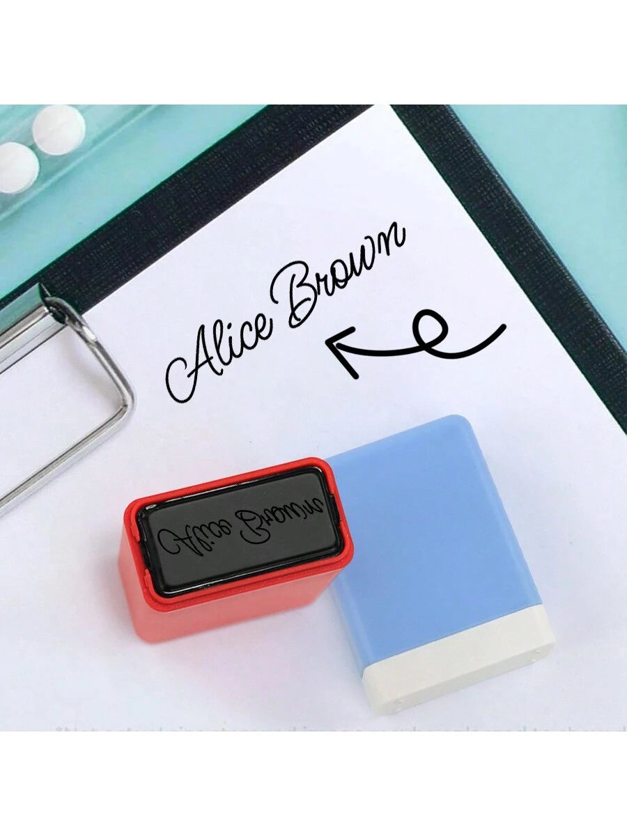 Create Your Own Handwritten Name Stamps: Personalized Signature Stamps With Auto-Press And Built-In Ink For Effortless Stamping On Various Surfaces Back To School Multi-Functional, Ornamental Colorful
