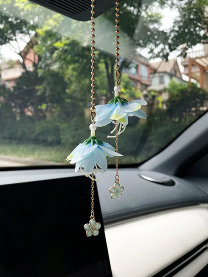 Creative Artificial Flower Car Pendant Alloy Cherry Blossom Car Hanging Ornament Creative Car Interior Decoration Rearview Mirror Hanging Decor---Small Gift Pendant