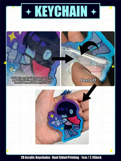 Creative Cute Cartoon Keychain, Game, Spamton Keychain, Tenna Keychain, Kris, Susie, Ralsei, 2D Flat Double-Sided Cartoon Character Pendant. Cartoon Character Gift. Suitable For Fans, Birthday Gift, K