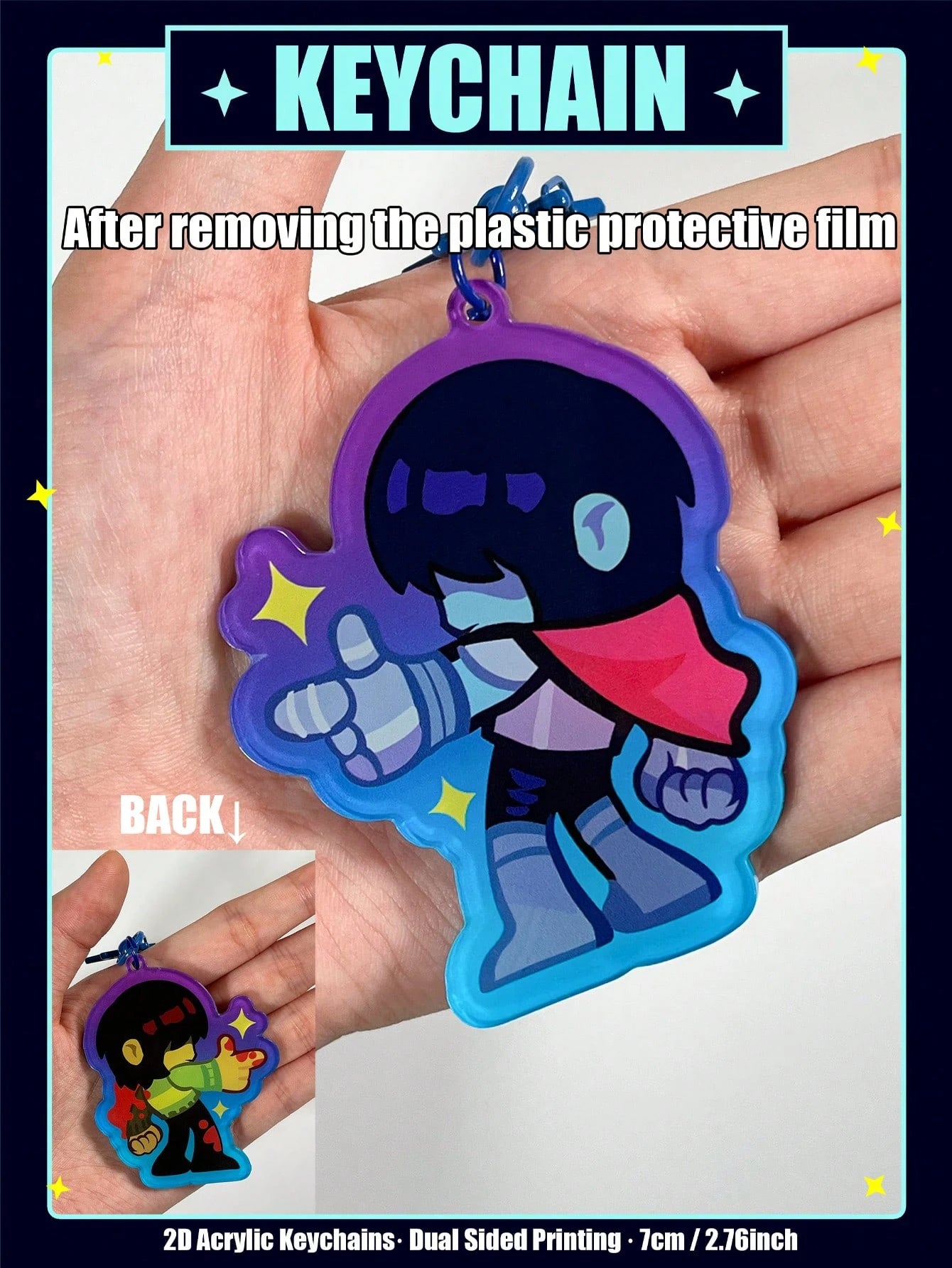 Creative Cute Cartoon Keychain, Game, Spamton Keychain, Tenna Keychain, Kris, Susie, Ralsei, 2D Flat Double-Sided Cartoon Character Pendant. Cartoon Character Gift. Suitable For Fans, Birthday Gift, K