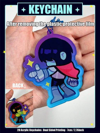 Creative Cute Cartoon Keychain, Game, Spamton Keychain, Tenna Keychain, Kris, Susie, Ralsei, 2D Flat Double-Sided Cartoon Character Pendant. Cartoon Character Gift. Suitable For Fans, Birthday Gift, K