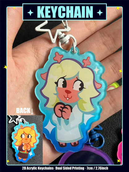 Creative Cute Cartoon Keychain, Game, Spamton Keychain, Tenna Keychain, Kris, Susie, Ralsei, 2D Flat Double-Sided Cartoon Character Pendant. Cartoon Character Gift. Suitable For Fans, Birthday Gift, K