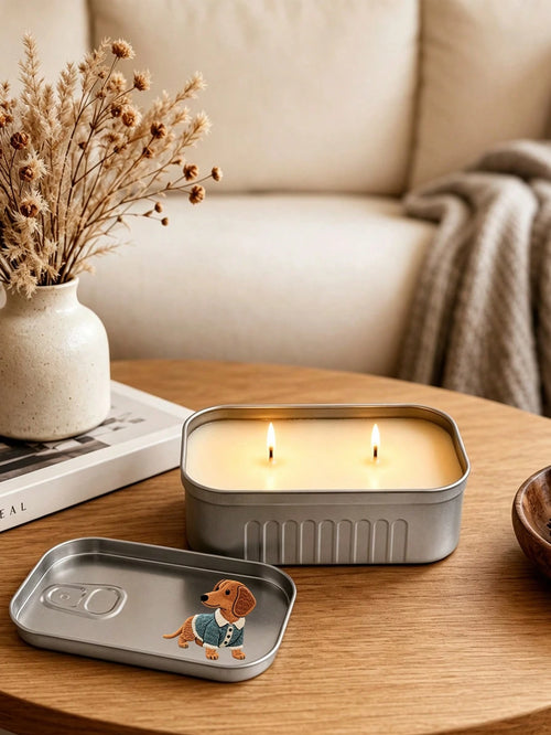 Creative Dachshund Pattern Wallet, Paperclip Storage Box, Office Stationery Storage Tin Box. Cute Tin Box, Coin Purse, Cash Box, Bill And Coin, Candle Aromatherapy Box, Portable Multi-Pocket Card Hol